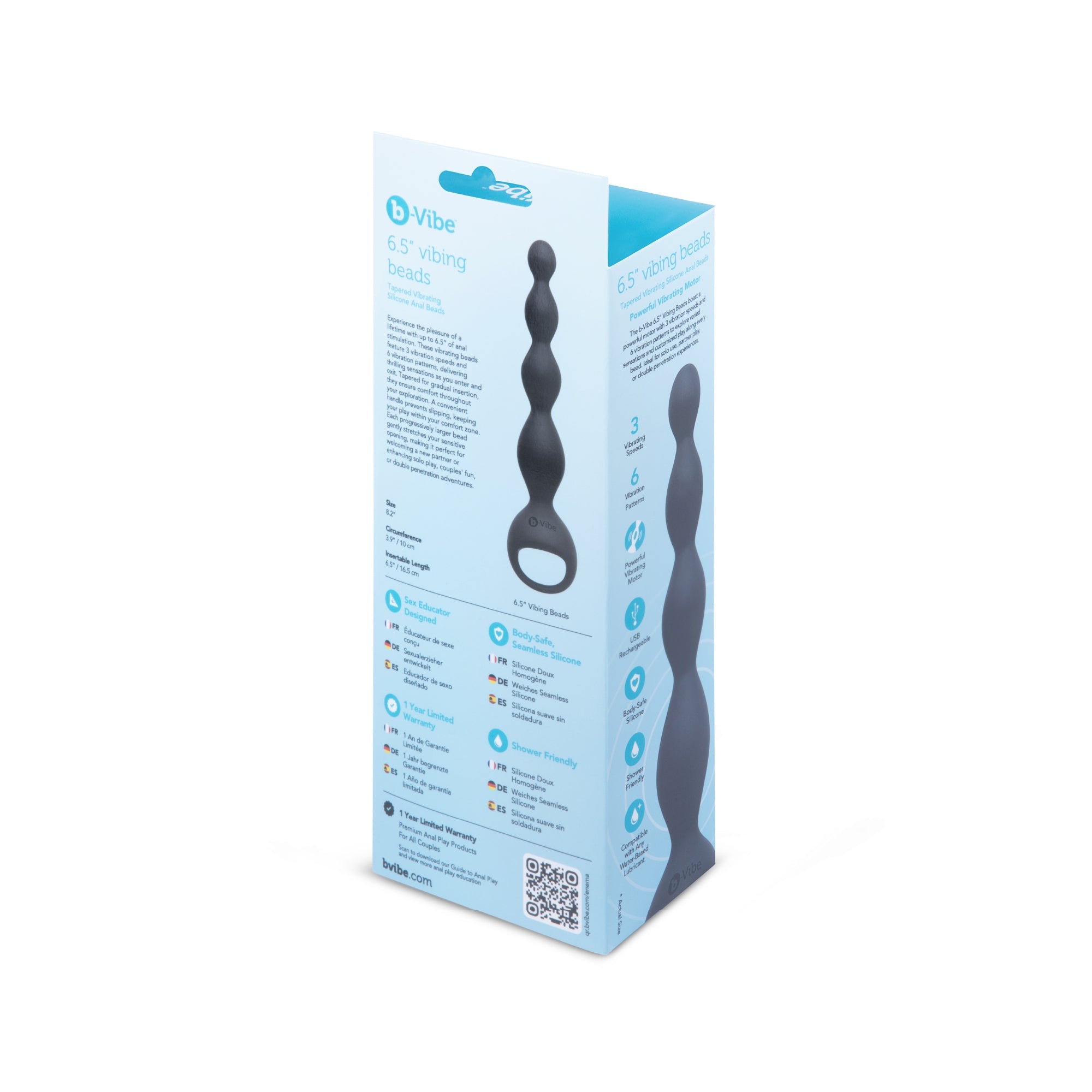 b-Vibe 6.5” Vibing Beads – Vibrating Silicone Anal Beads