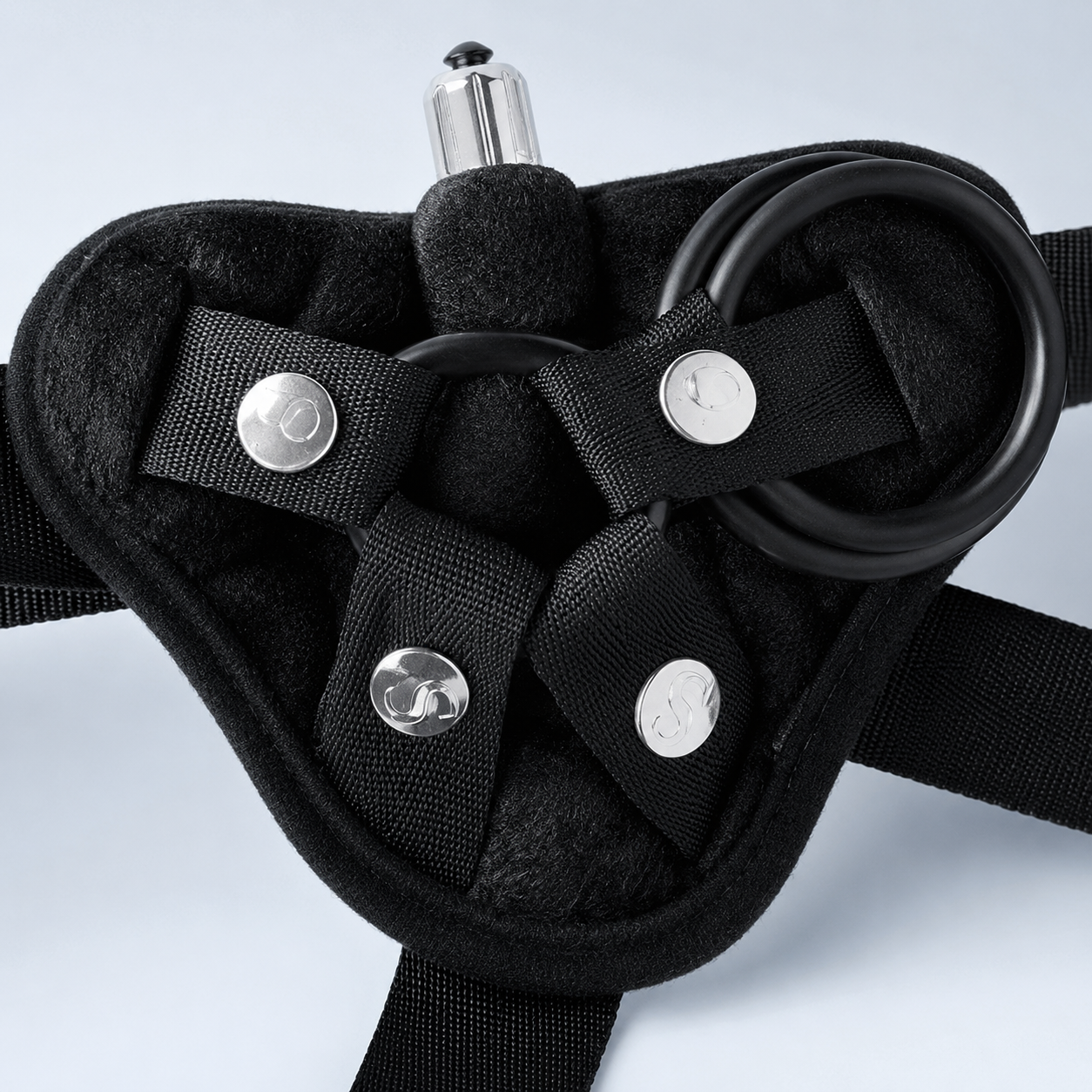 Sportsheets Vibrating Velvet Harness – Adjustable Strap-On Harness with Bullet Vibe