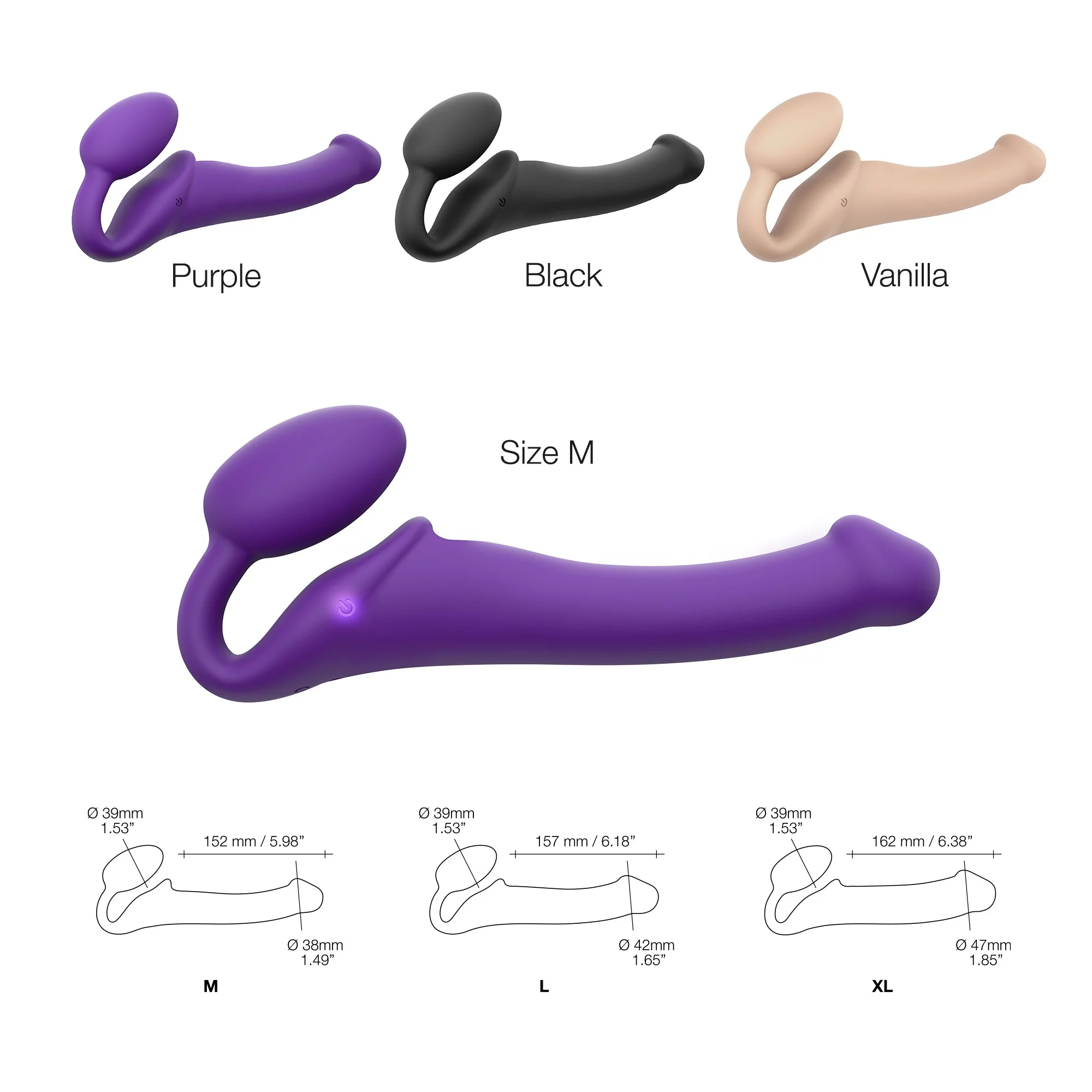 Strap On Me Vibrating Bendable Strap-On Medium – Waterproof Remote-Controlled Strap-On
