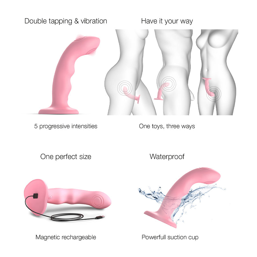Strap On Me Tapping Dildo Wave – Waterproof Double-Tap Silicone Dildo