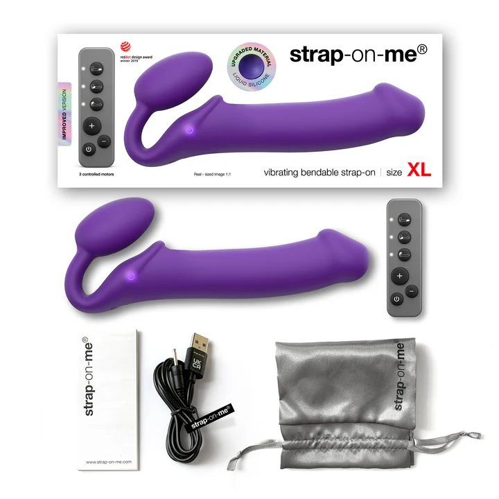 Strap On Me Vibrating Bendable Strap-On XL – Remote-Controlled Triple-Motor Strap-On