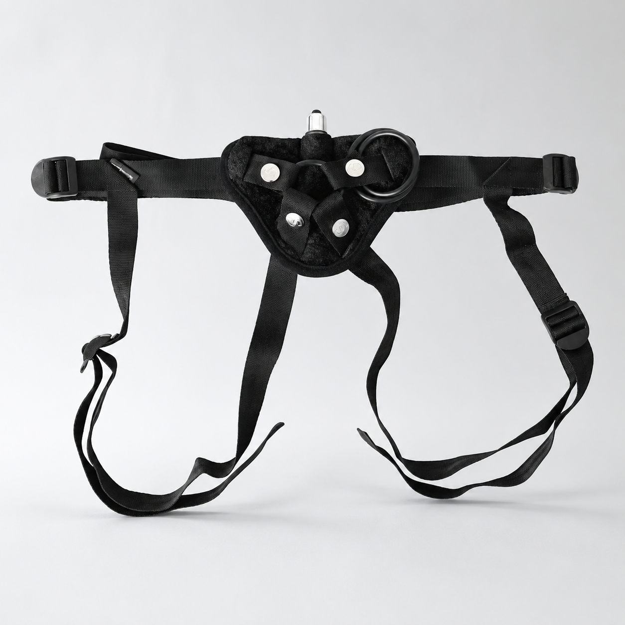 Sportsheets Vibrating Velvet Harness – Adjustable Strap-On Harness with Bullet Vibe