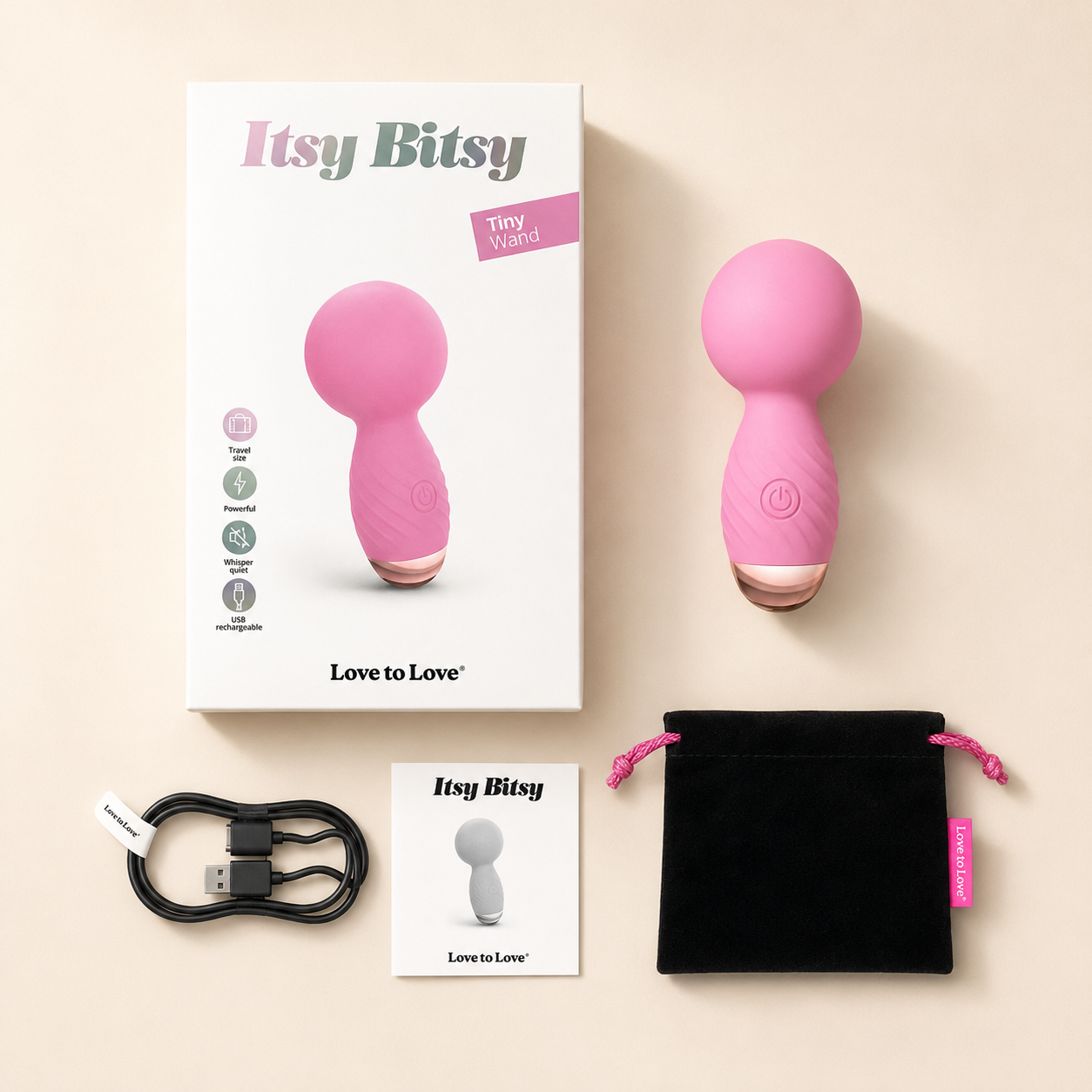 Love to Love Itsy Bitsy Mini Wand Vibrator – Compact Splashproof Mini Wand