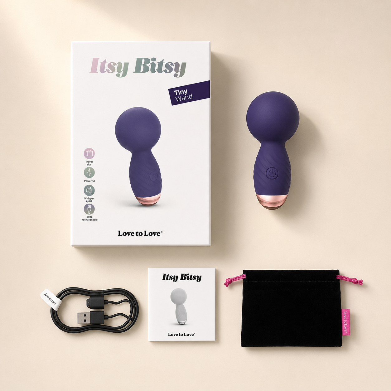 Love to Love Itsy Bitsy Mini Wand Vibrator – Compact Splashproof Mini Wand