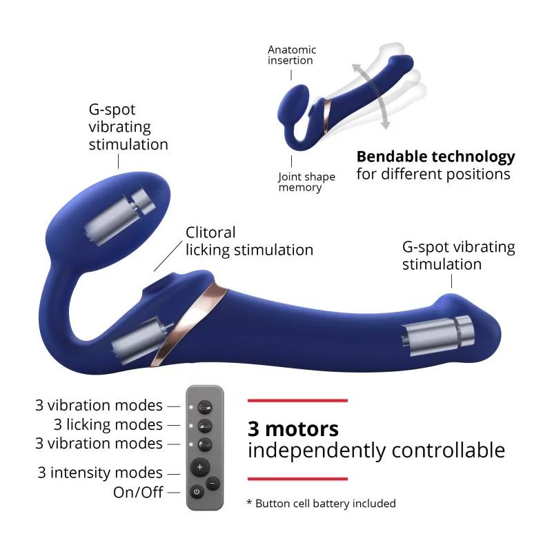 Strap On Me Multi Orgasm Bendable Strap-On Large – Waterproof Remote-Controlled Strap-On