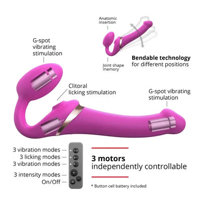 Strap On Me Multi Orgasm Bendable Strap-On Medium – Waterproof Remote-Controlled Strap-On
