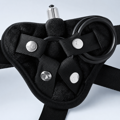 Sportsheets Vibrating Velvet Harness – Adjustable Strap-On Harness with Bullet Vibe