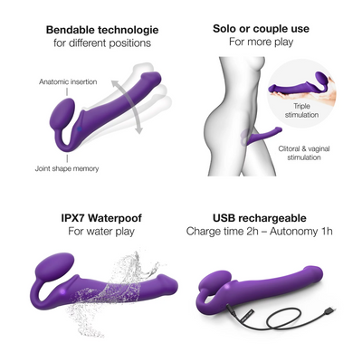 Strap On Me Vibrating Bendable Strap-On Medium – Waterproof Remote-Controlled Strap-On