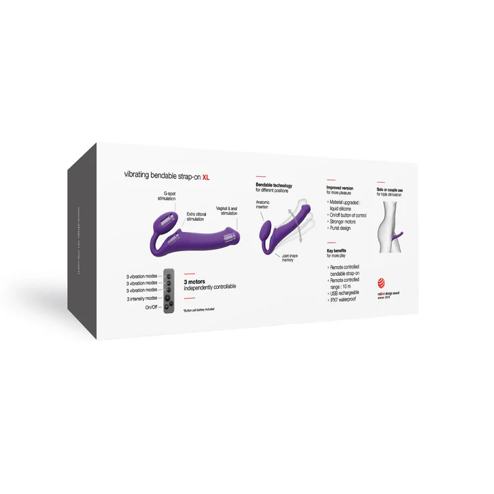 Strap On Me Vibrating Bendable Strap-On XL – Remote-Controlled Triple-Motor Strap-On