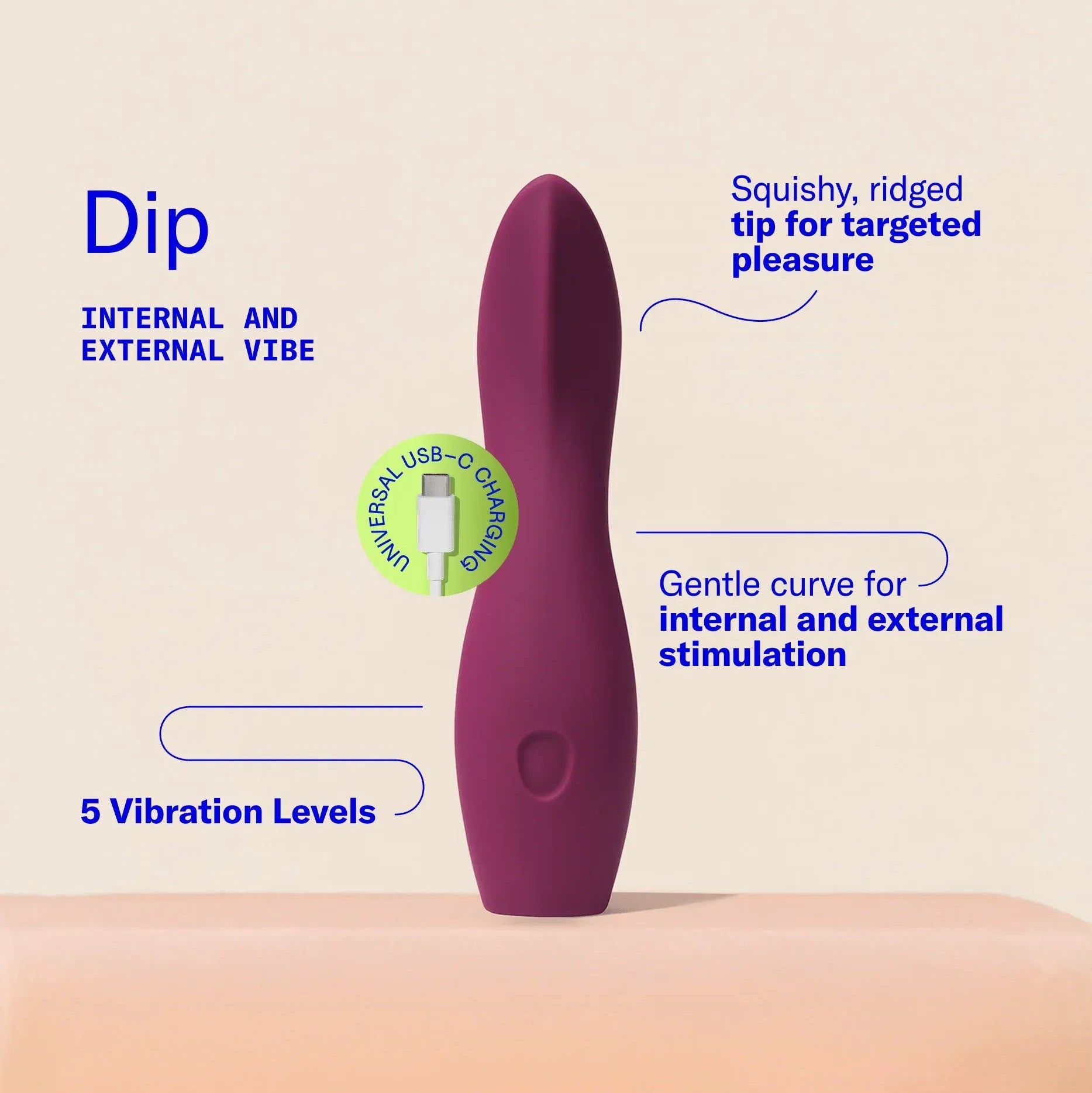 Dame Dip Vibrator – Quiet USB Rechargeable Vibrator for Internal & External Stimulation