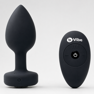 b-Vibe Vibrating Jewel Plug M/L Black – Rechargeable Silicone Anal Plug