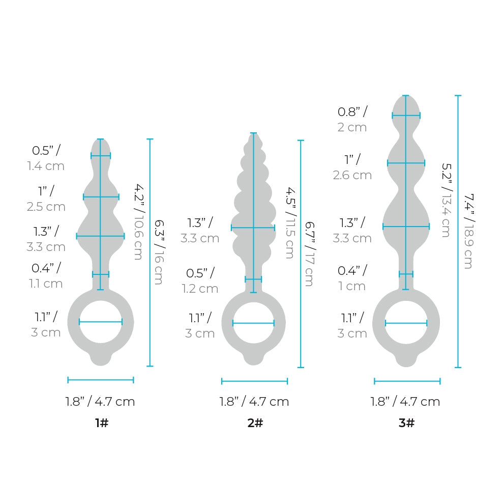 b-Vibe Beaded Butties Bundle – 3-Piece Graduated Silicone Anal Plug Set