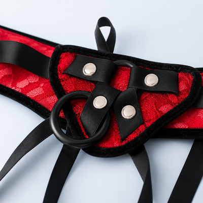 Sportsheets Red Lace Corsette Harness – Adjustable Lace Strap-On Harness