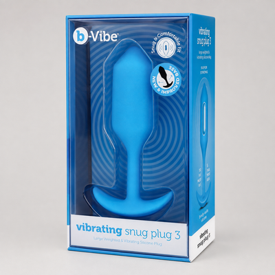 b-Vibe Vibrating Snug Plug L Blue – Rechargeable Silicone Vibrating Anal Plug