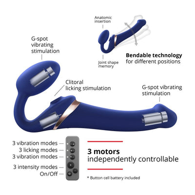 Strap On Me Multi Orgasm Bendable Strap-On Medium – Waterproof Remote-Controlled Strap-On
