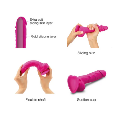Strap On Me Sliding Skin Realistic Dildo Fuchsia – Waterproof Silicone Realistic Dildo