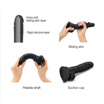 Strap On Me Sliding Skin Realistic Black Dildo – Waterproof Silicone Realistic Dildo