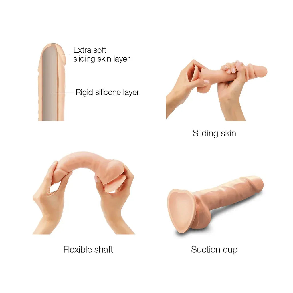 Strap On Me Sliding Skin Realistic Dildo Vanilla – Waterproof Dual-Density Silicone Dildo