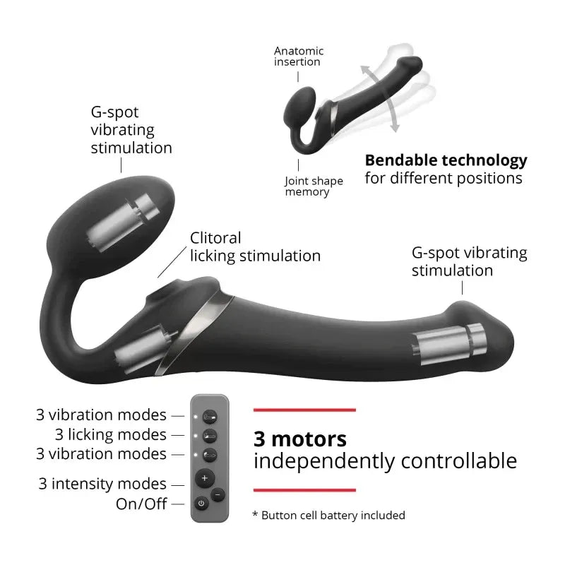 Strap On Me Multi Orgasm Bendable Strap-On Medium – Waterproof Remote-Controlled Strap-On